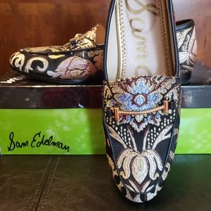 Sam Edelman Lior Metallic Jacquard Tapestry Horsebit Loafers Size 5